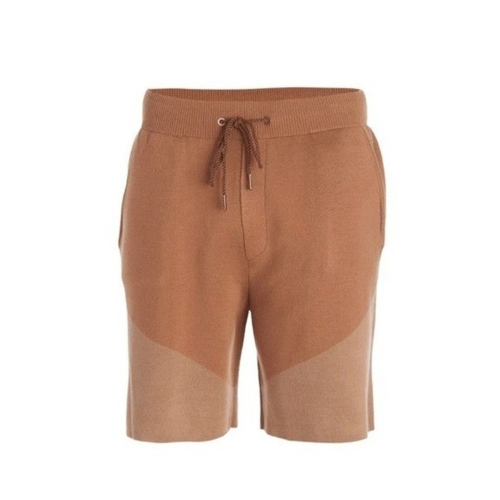 SER.O.YA‎ Marko Knit Shorts Camel Combo Two Tone Elastic Waist Pull-On S